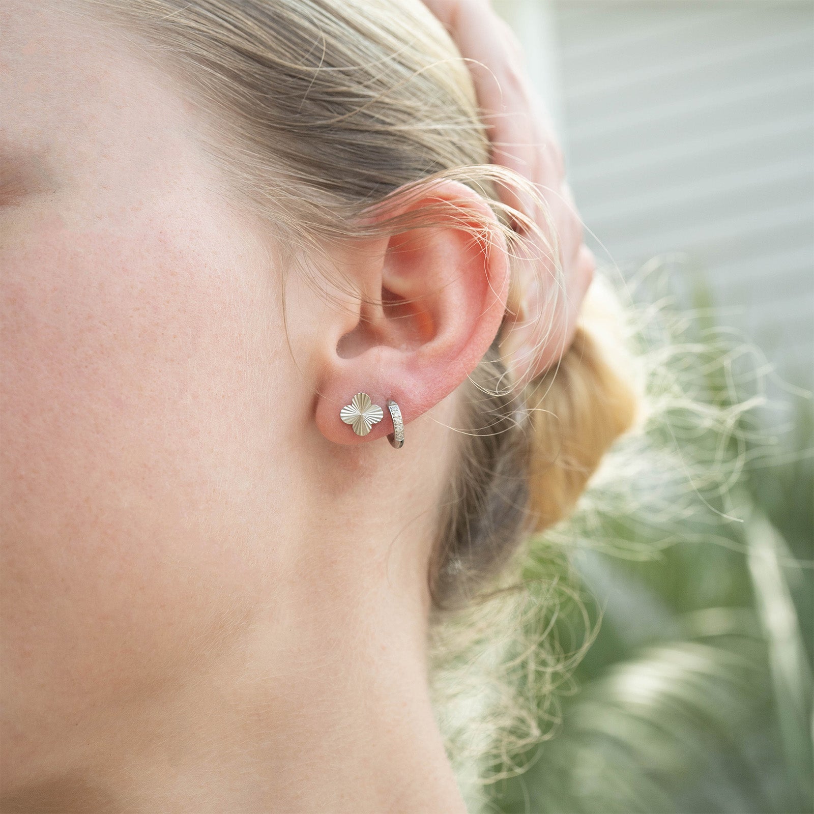 18K Gold PVD Stainless Steel Clover Stud Earring