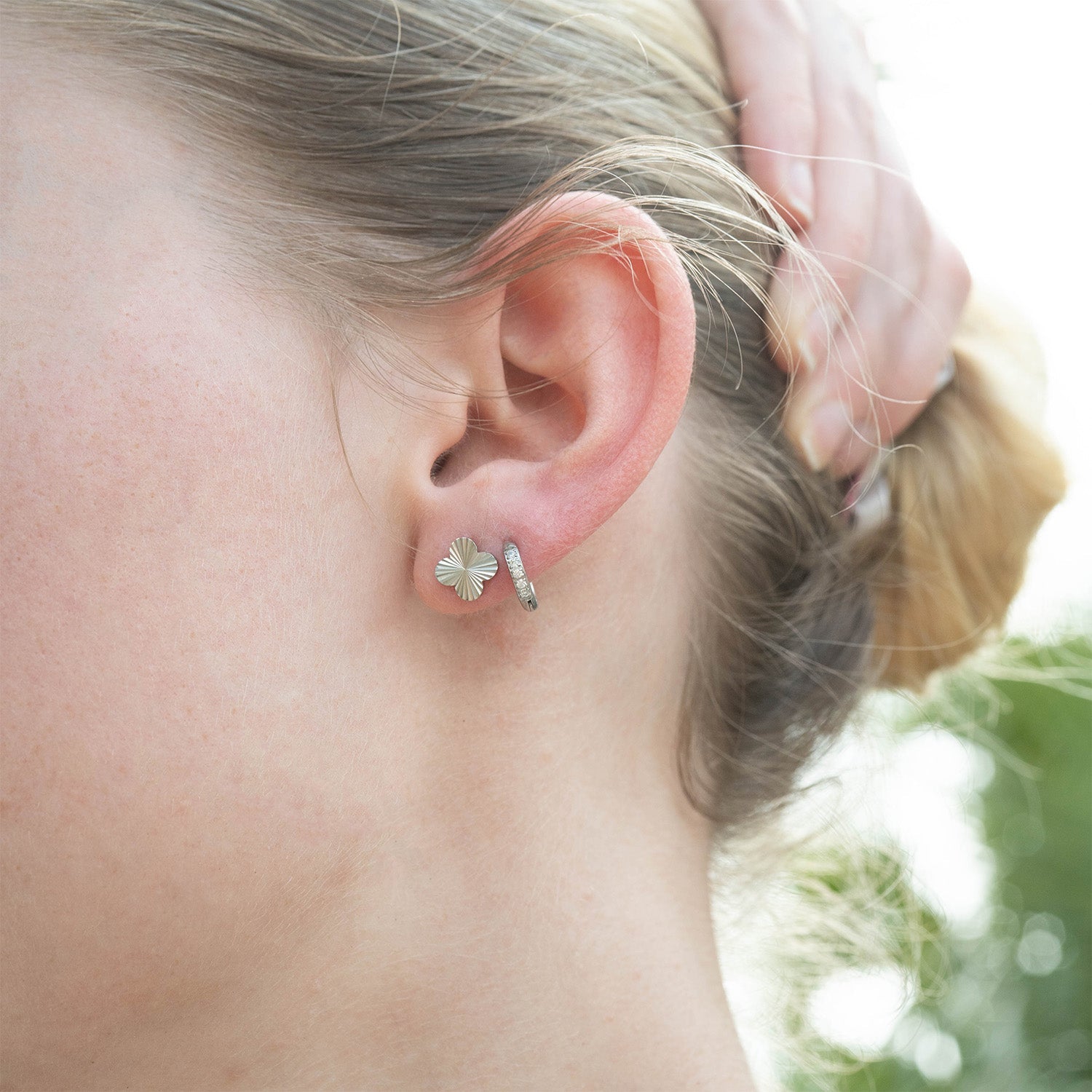 18K Gold PVD Stainless Steel Clover Stud Earring
