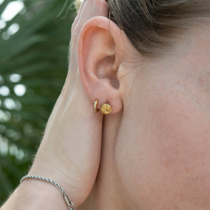 18K Gold PVD Stainless Steel CZ Stone Huggie Earrings