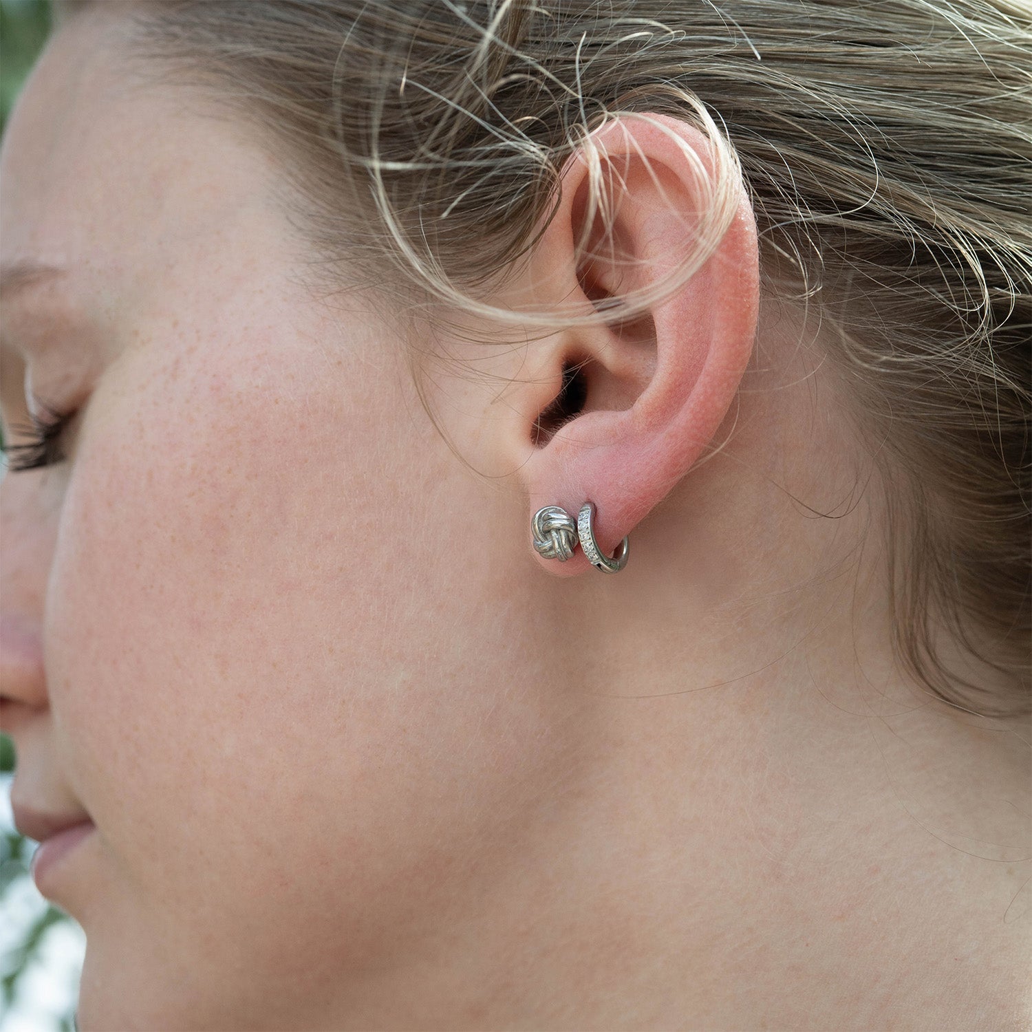 18K Gold PVD Stainless Steel CZ Stone Huggie Earrings