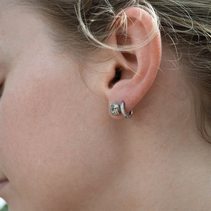 18K Gold PVD Stainless Steel CZ Stone Huggie Earrings