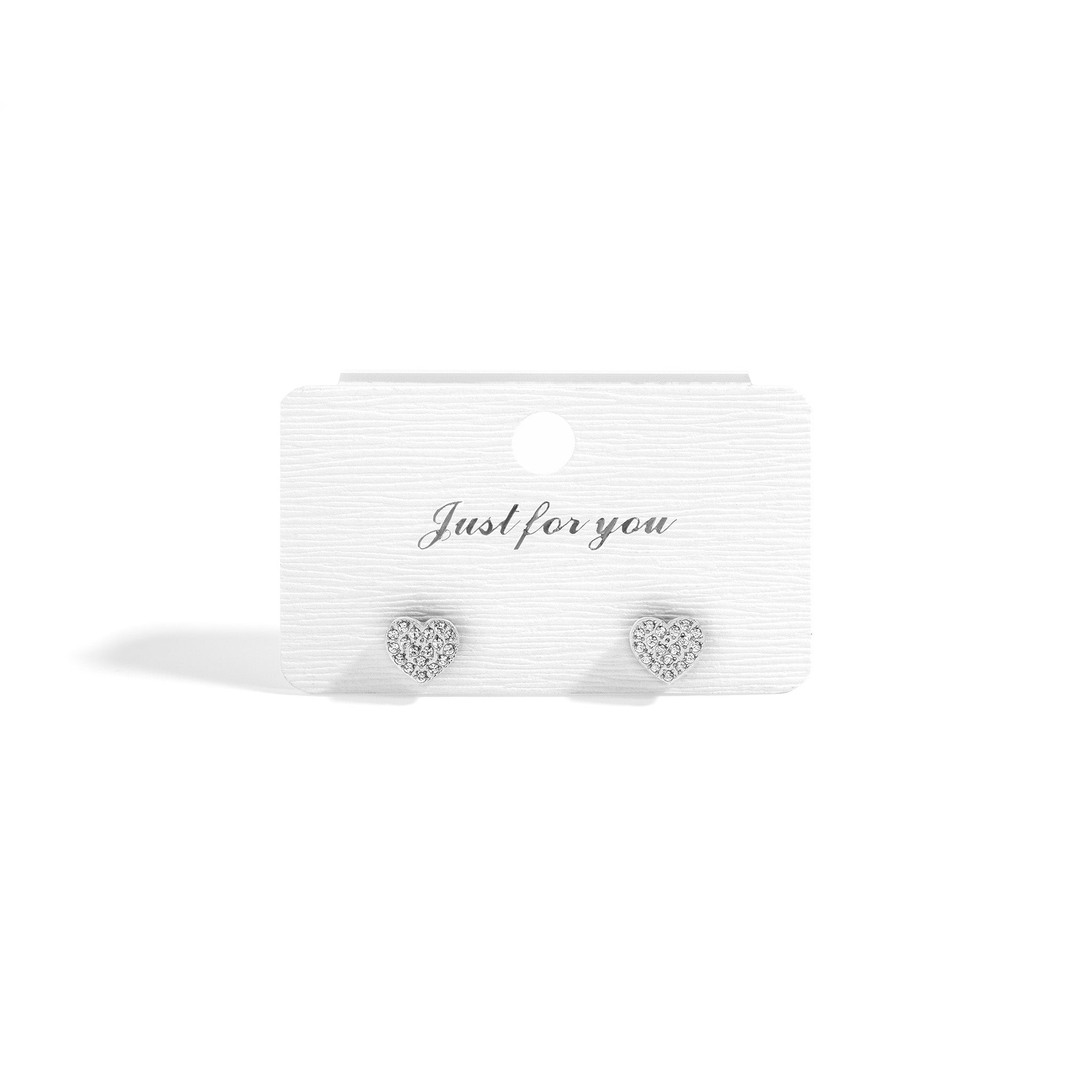 18K Gold PVD Stainless Steel Heart Stud Pave Stones Earrings