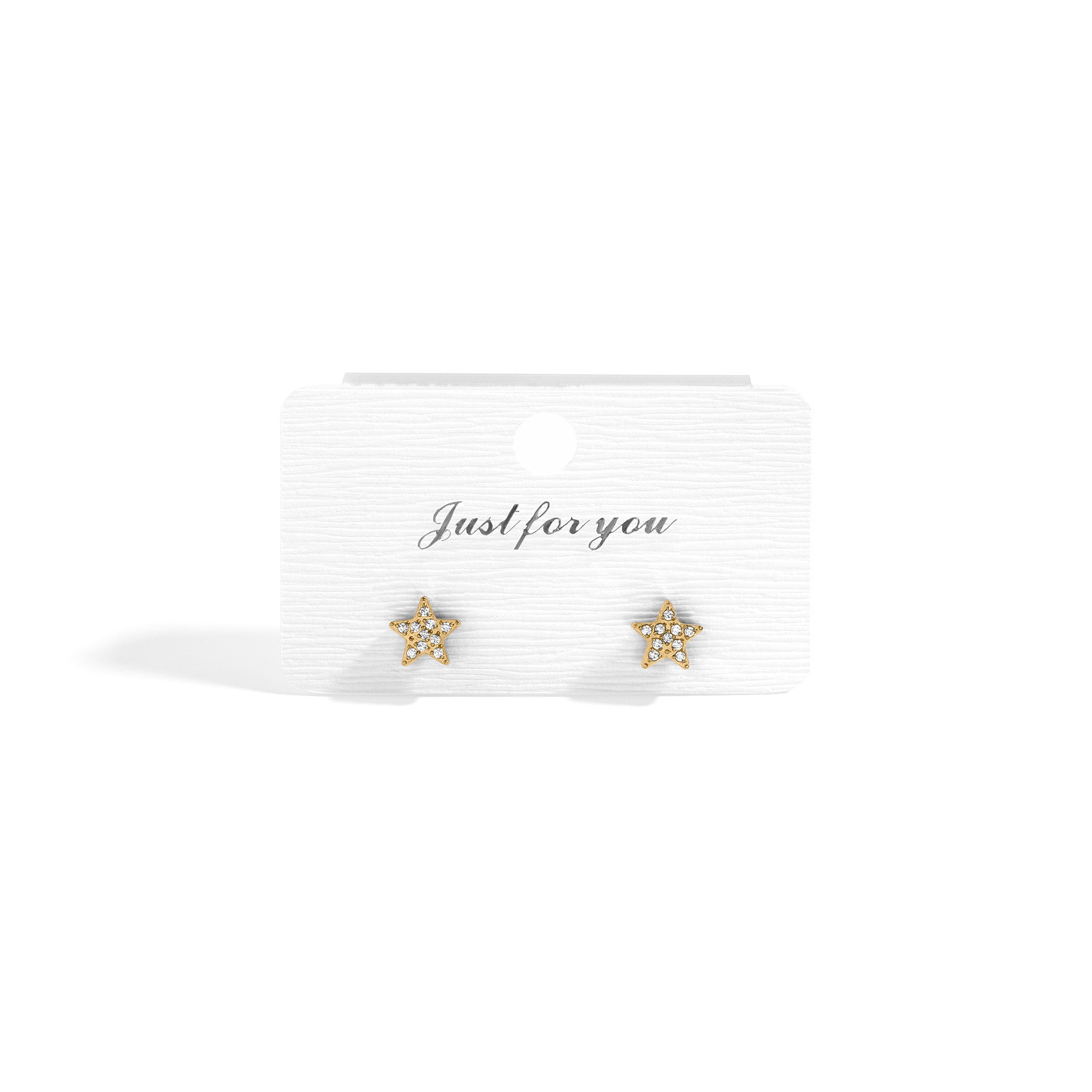 18K Gold PVD Stainless Steel Star Stud Pave Stone Earrings