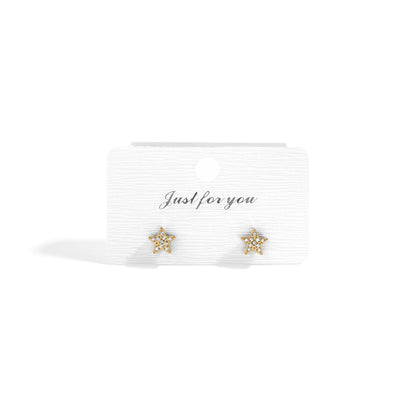 18K Gold PVD Stainless Steel Star Stud Pave Stone Earrings