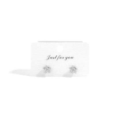18K Gold PVD Stainless Steel Star Stud Pave Stone Earrings