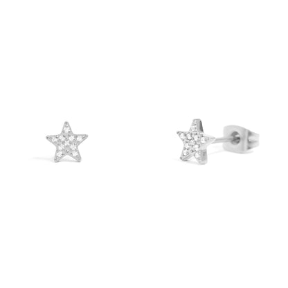 18K Gold PVD Stainless Steel Star Stud Pave Stone Earrings