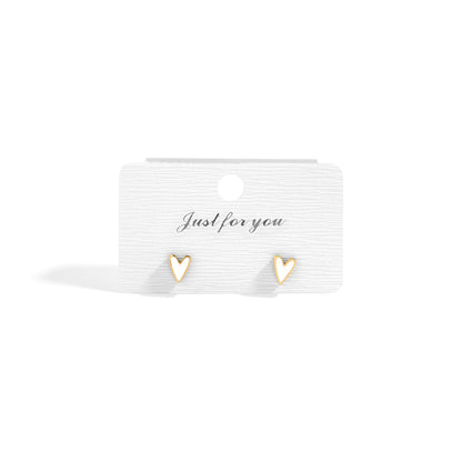 18K Gold PVD Stainless Steel White Enamel Heart Studs