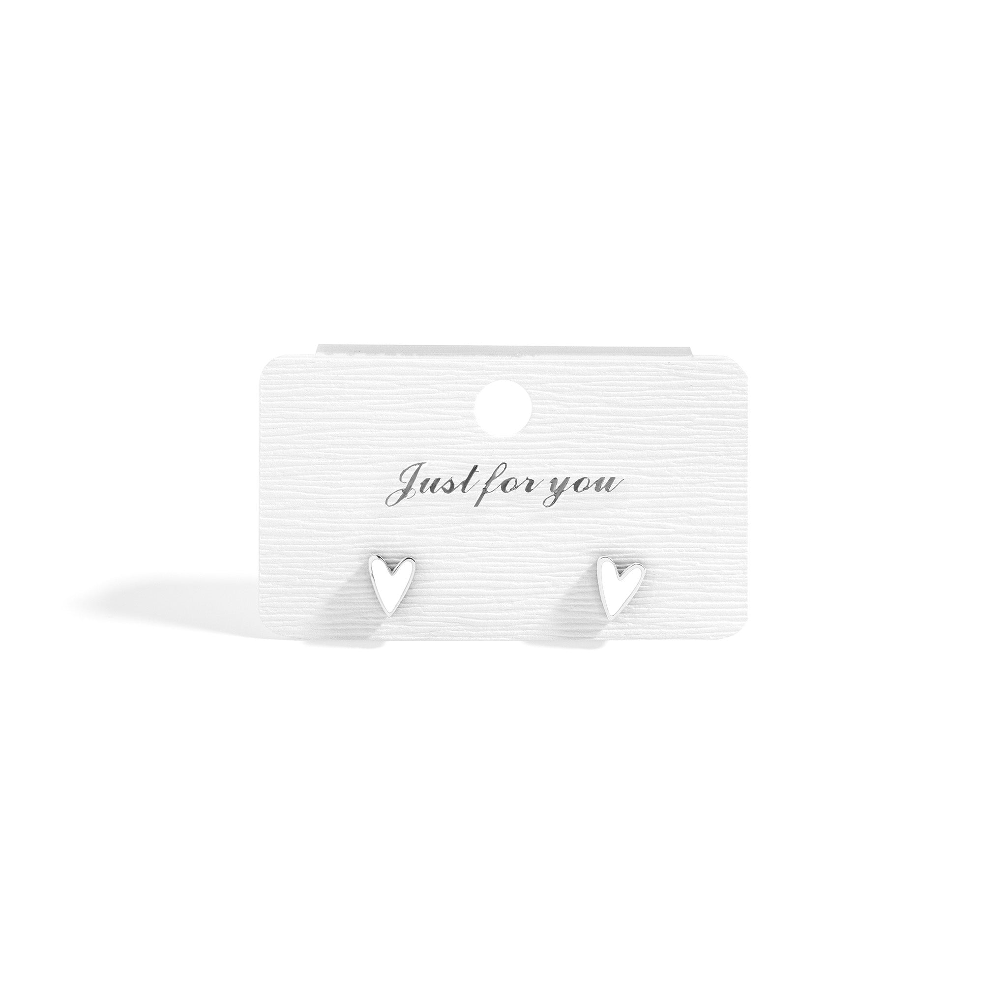18K Gold PVD Stainless Steel White Enamel Heart Studs