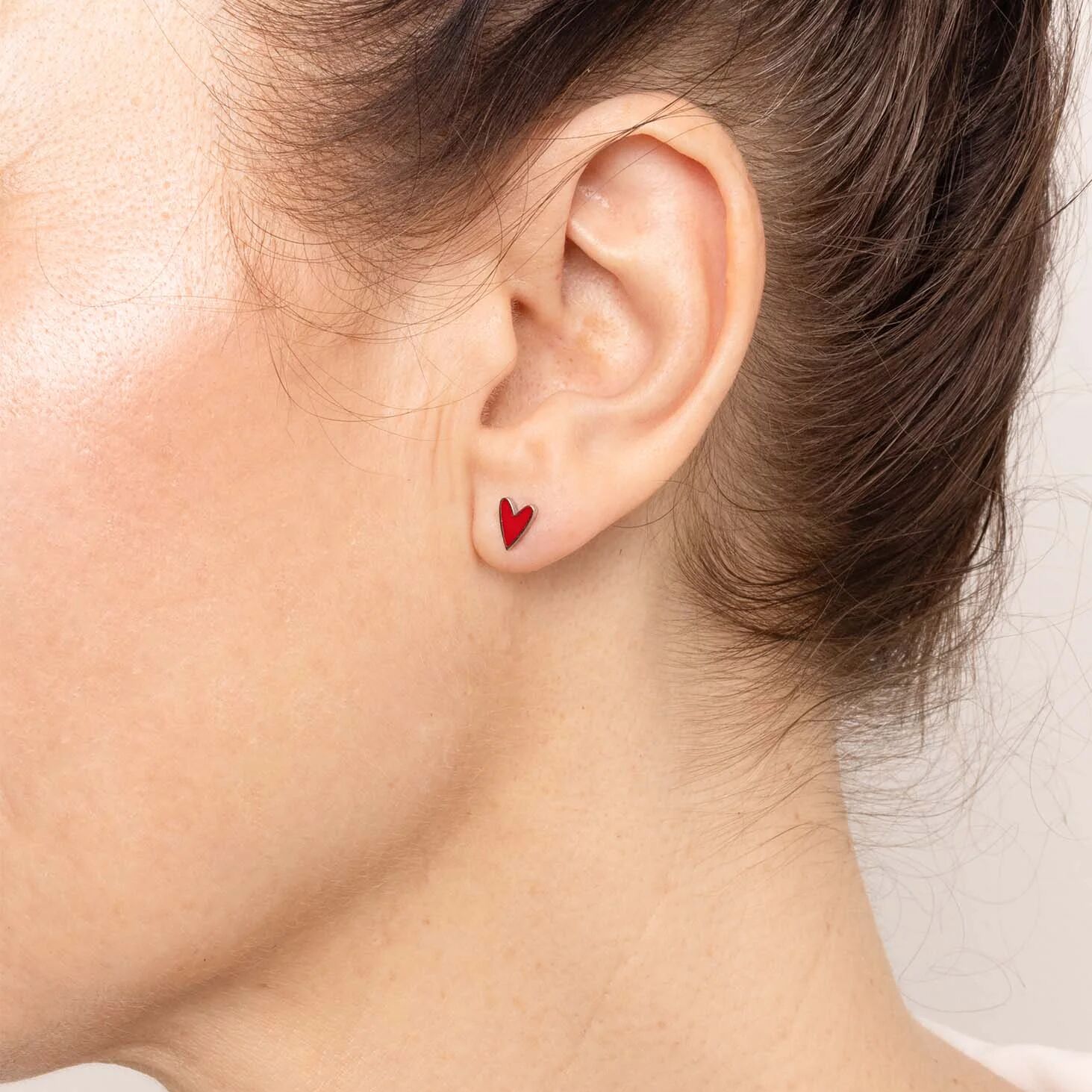18K Gold PVD Stainless Steel White Enamel Heart Studs