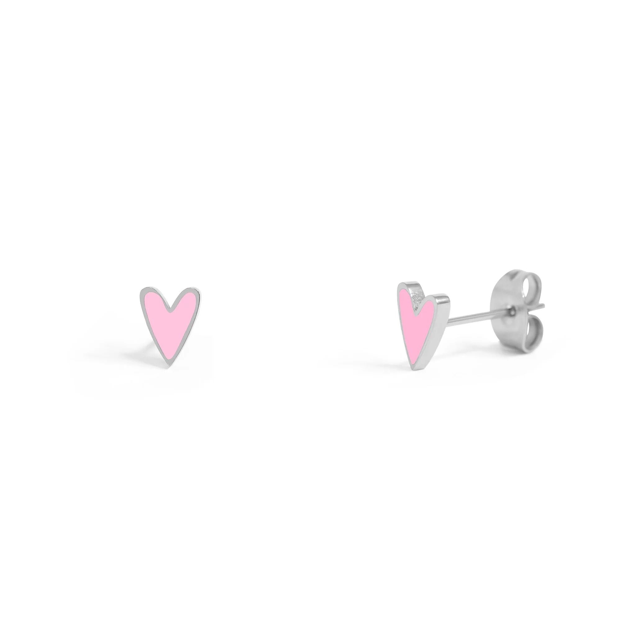 18K Gold PVD Stainless Steel White Enamel Heart Studs