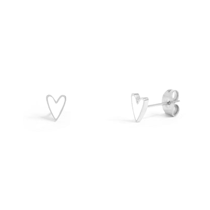 Stainless Steel White Enamel Heart Studs