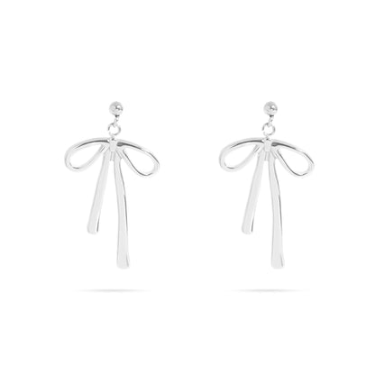 18K Gold PVD Stainless Steel Ribbon Bow Earrings