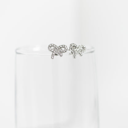 18K Gold PVD Stainless Steel Stone Bow Earrings