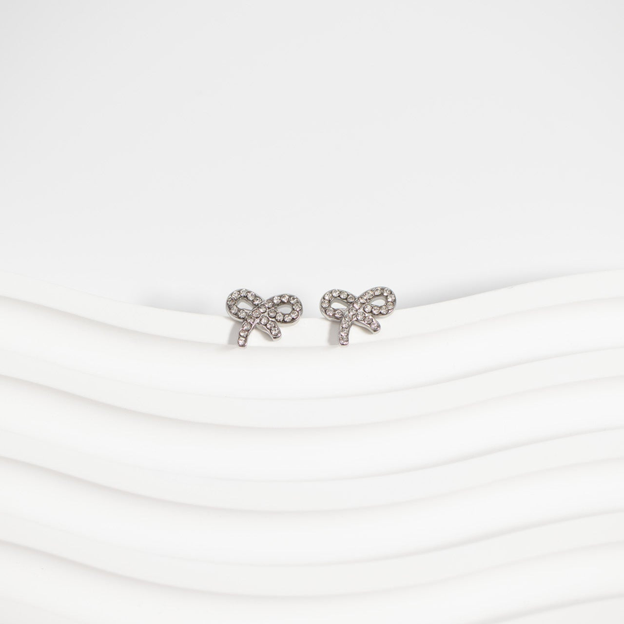 18K Gold PVD Stainless Steel Stone Bow Earrings