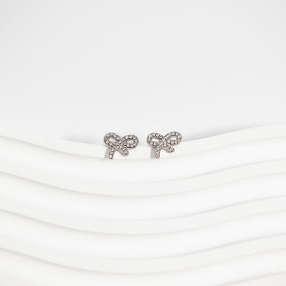 18K Gold PVD Stainless Steel Stone Bow Earrings