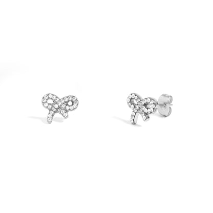 18K Gold PVD Stainless Steel Stone Bow Earrings
