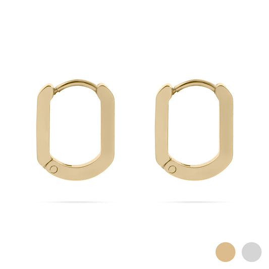 18K Gold PVD Stainless Steel Oval Huggies