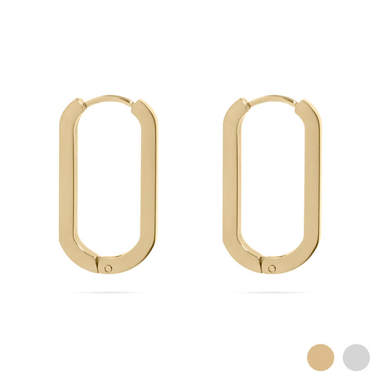 18K Gold PVD Stainless Stainless Steel Oval Huggie Earrings