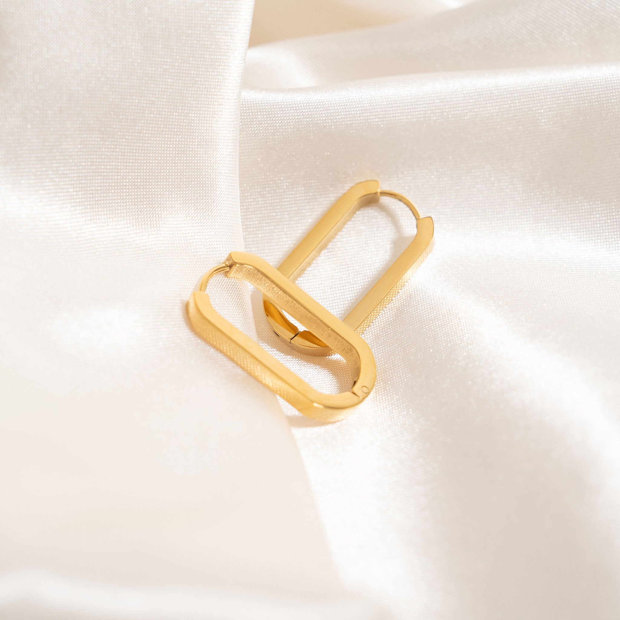18K Gold PVD Stainless Stainless Steel Oval Huggie Earrings