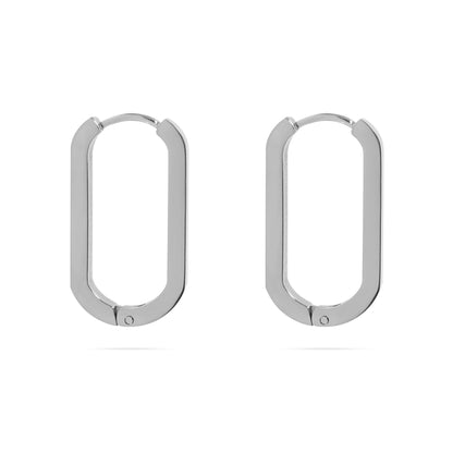 18K Gold PVD Stainless Stainless Steel Oval Huggie Earrings