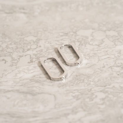 18K Gold PVD Stainless Stainless Steel Oval Huggie Earrings