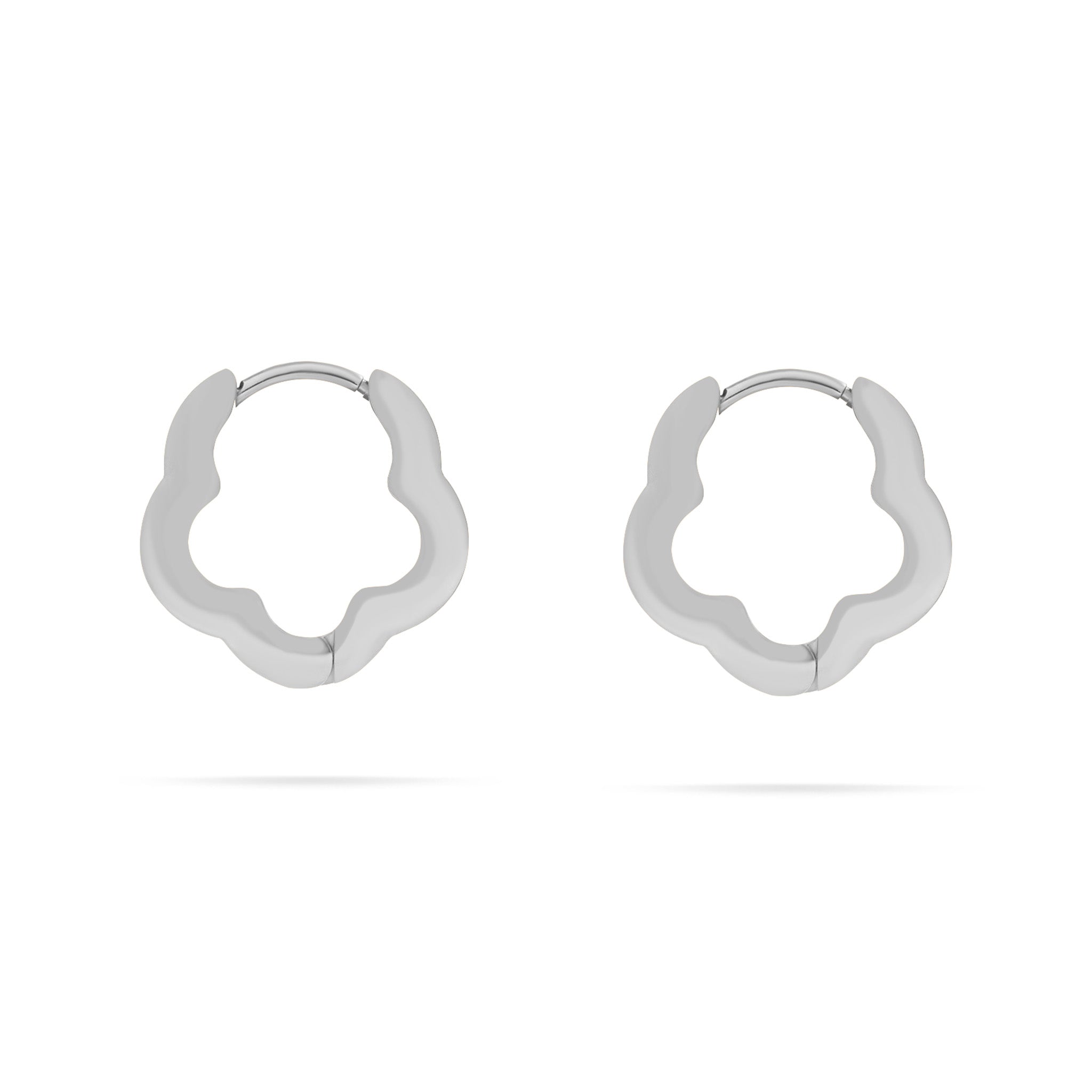18K Gold PVD Stainless Steel Flower Huggie Earrings