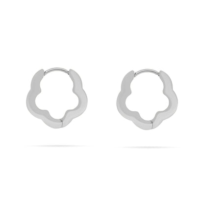 18K Gold PVD Stainless Steel Flower Huggie Earrings