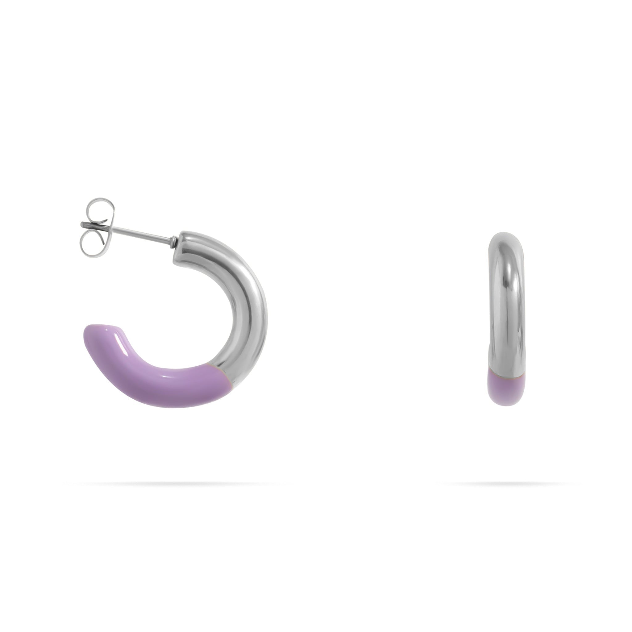 18K Gold PVD Stainless Steel Purple Epoxy Huggie hoop Earrings