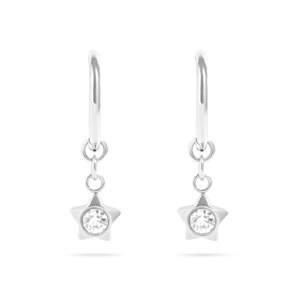 18K Gold PVD Stainless Steel CZ Star Pendant Huggie Earrings