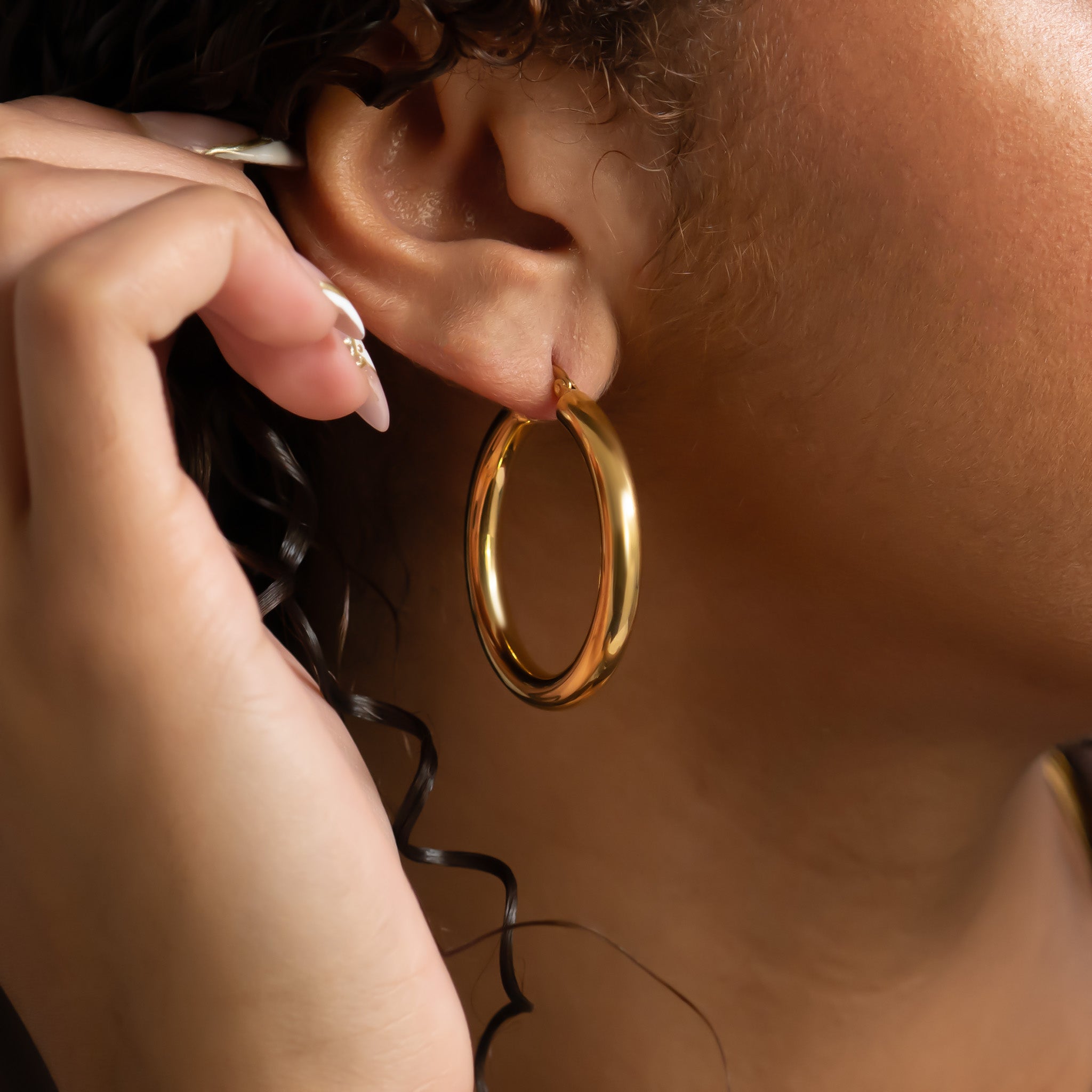 18K Gold PVD Stainless Steel Chunky Hoop Earring