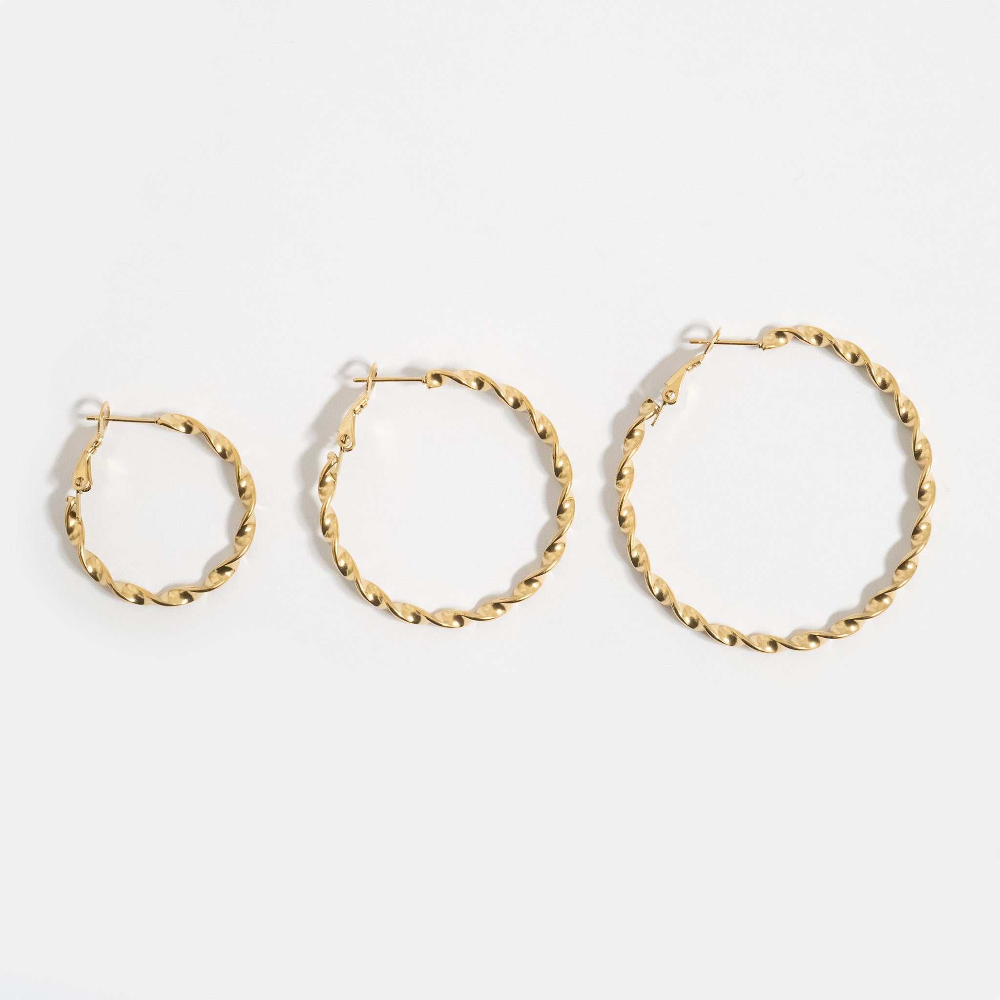 18K Gold PVD Stainless Steel Twist Hoop Earrings