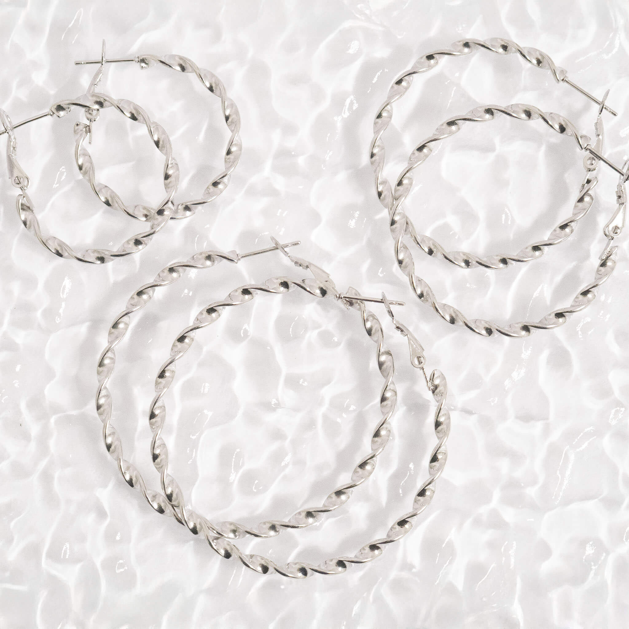 18K Gold PVD Stainless Steel Twist Hoop Earrings