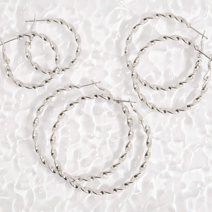 18K Gold PVD Stainless Steel Twist Hoop Earrings