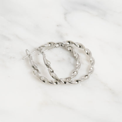 18K Gold PVD Stainless Steel Twist Hoop Earrings