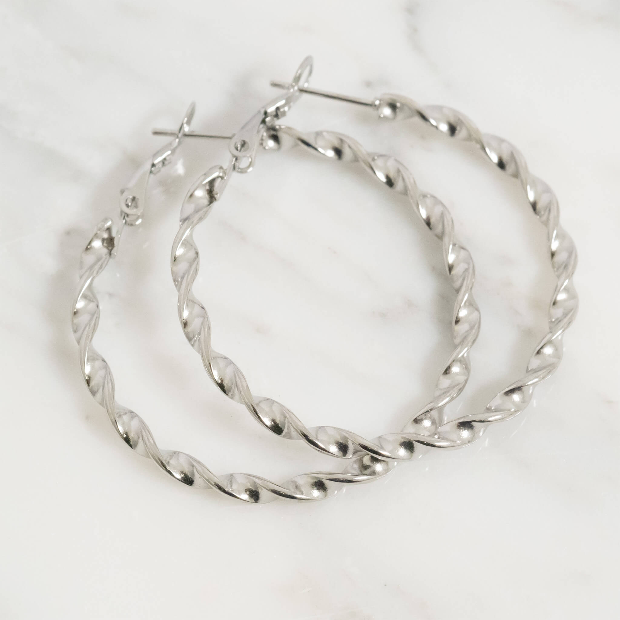 18K Gold PVD Stainless Steel Twist Hoop Earrings