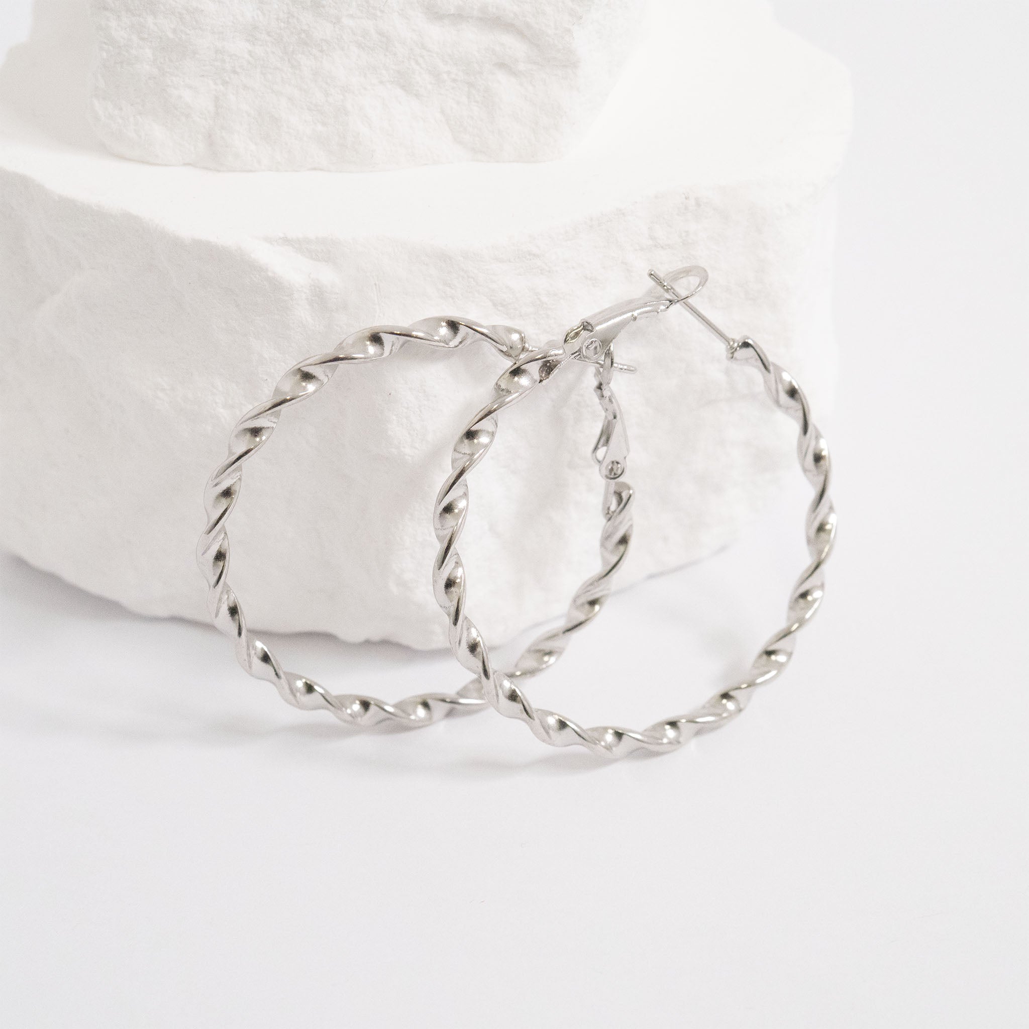 18K Gold PVD Stainless Steel Twist Hoop Earrings