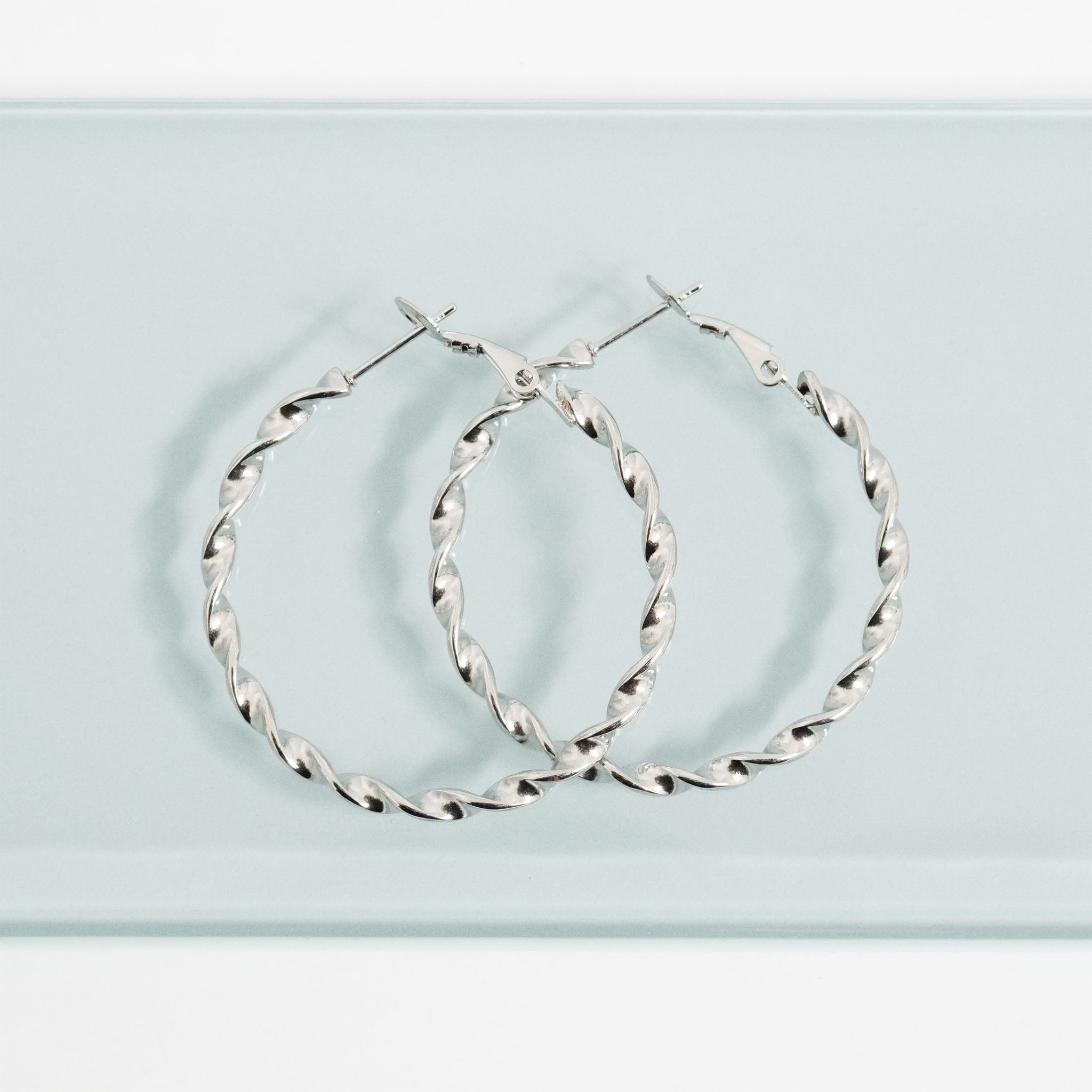18K Gold PVD Stainless Steel Twist Hoop Earrings