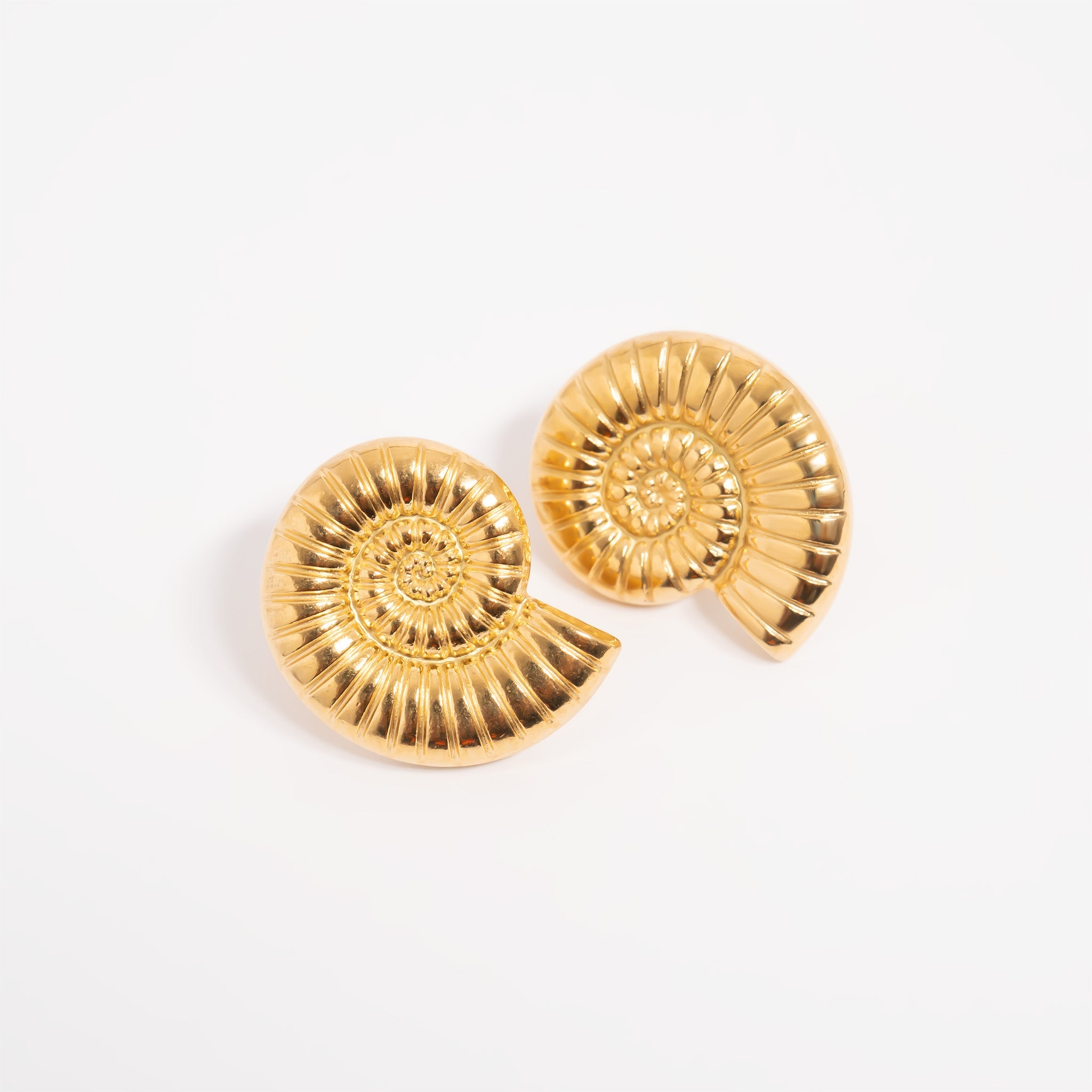 18K Gold PVD Stainless Steel Nautilus Stud Earrings