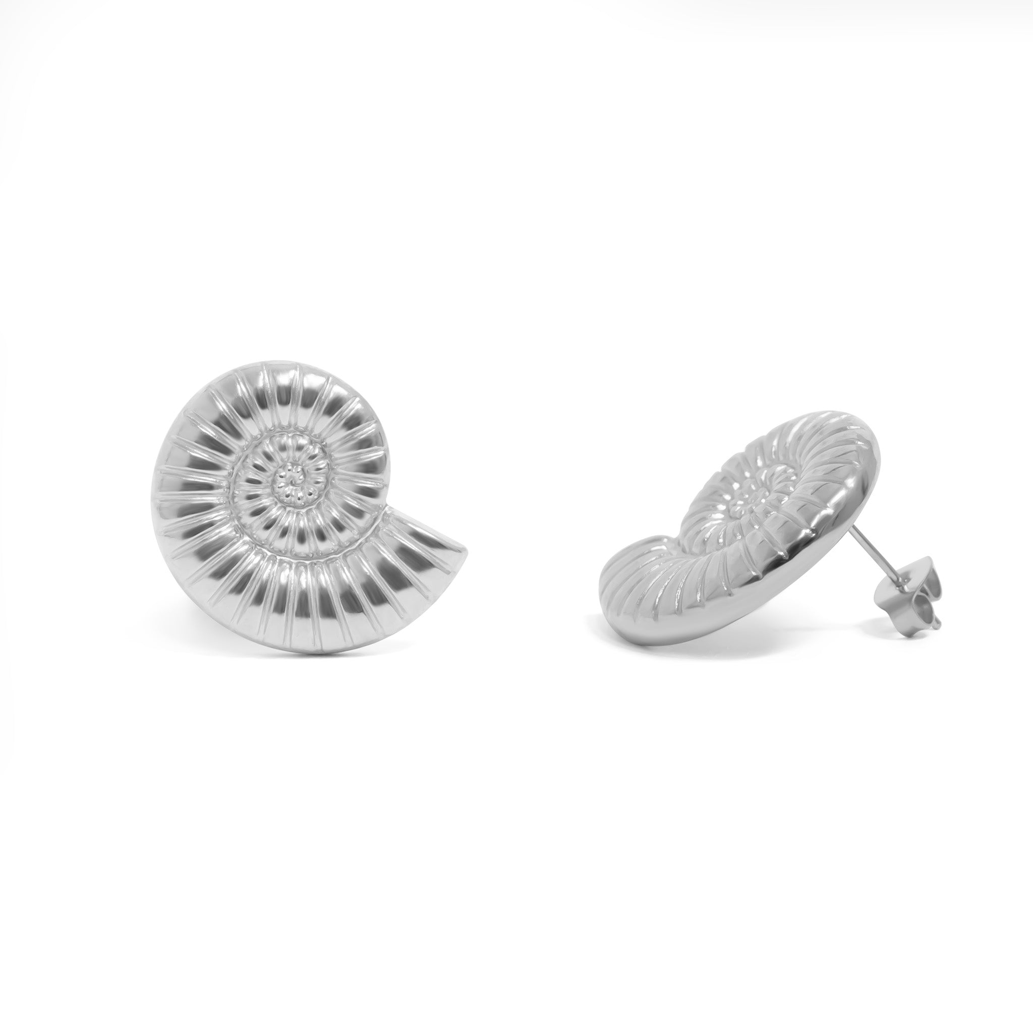 18K Gold PVD Stainless Steel Nautilus Stud Earrings