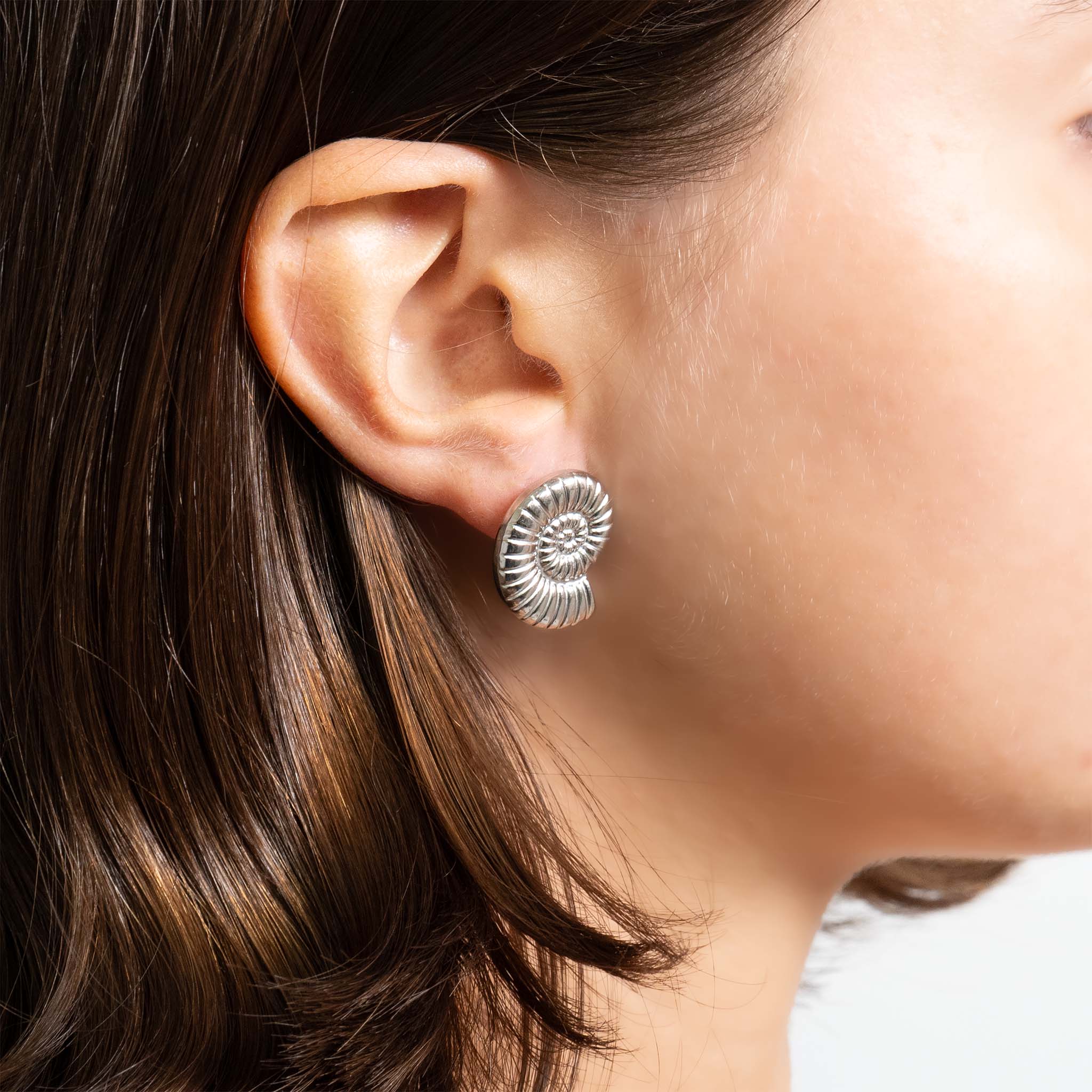 18K Gold PVD Stainless Steel Nautilus Stud Earrings
