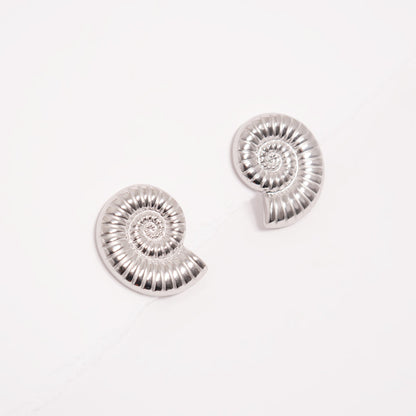 18K Gold PVD Stainless Steel Nautilus Stud Earrings