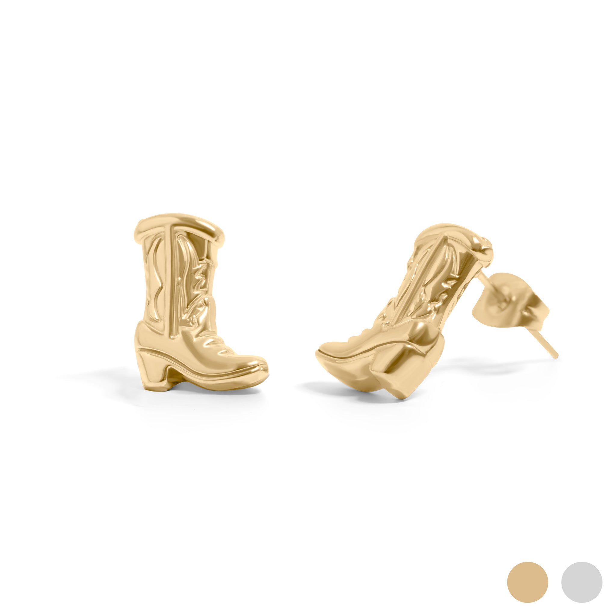 18K Gold PVD Stainless Steel Cowboy Boot Stud Earrings