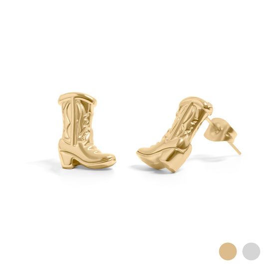 18K Gold PVD Stainless Steel Cowboy Boot Stud Earrings
