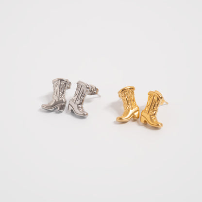 18K Gold PVD Stainless Steel Cowboy Boot Stud Earrings