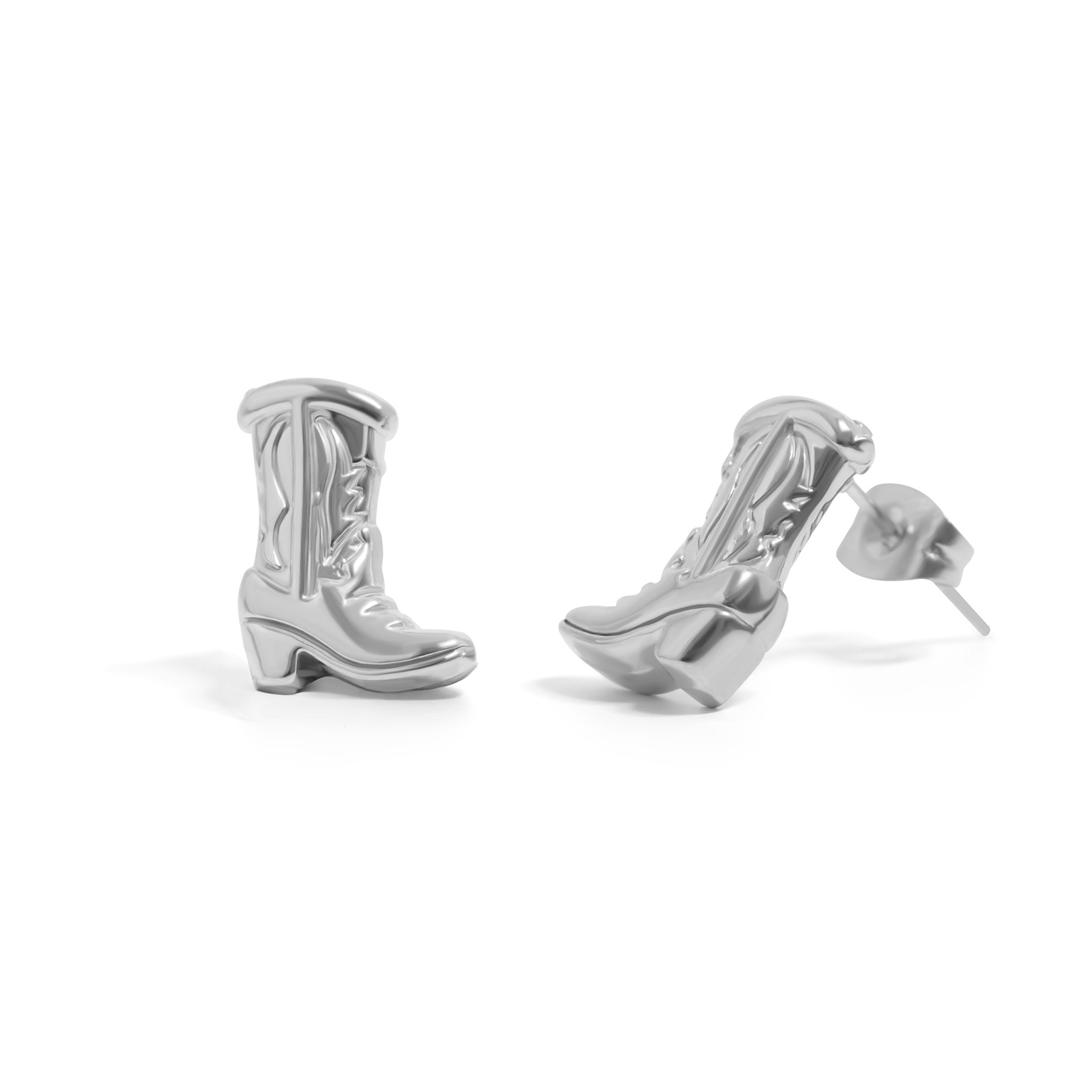 18K Gold PVD Stainless Steel Cowboy Boot Stud Earrings