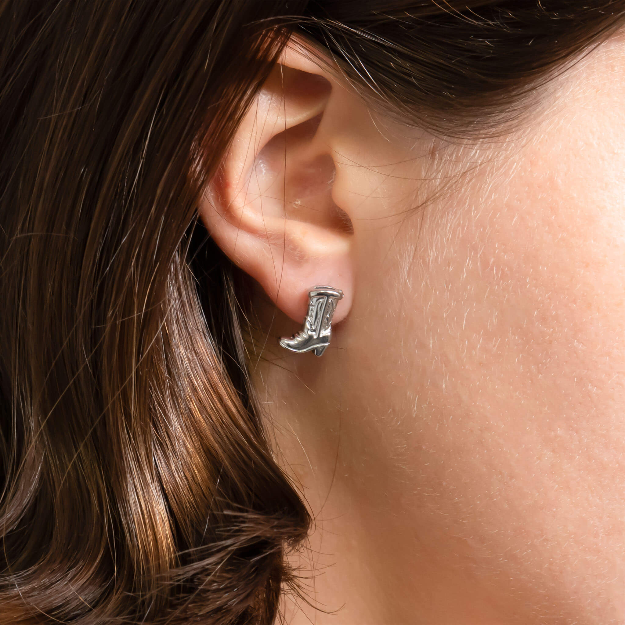 18K Gold PVD Stainless Steel Cowboy Boot Stud Earrings