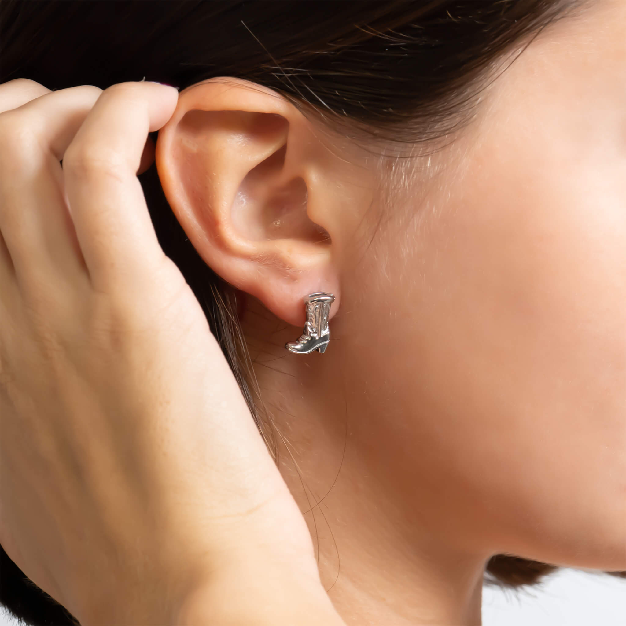 18K Gold PVD Stainless Steel Cowboy Boot Stud Earrings