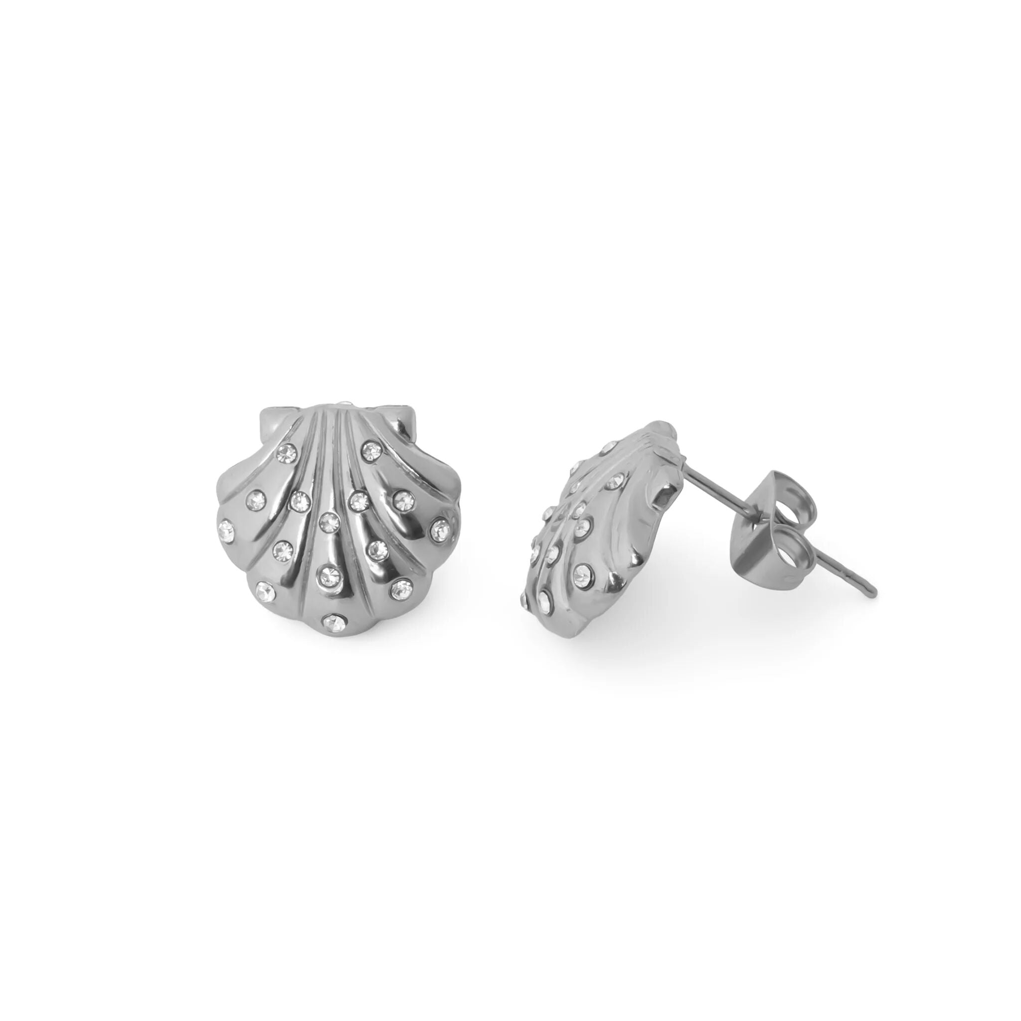 18K Gold PVD Stainless Steel Stone Shell Earring