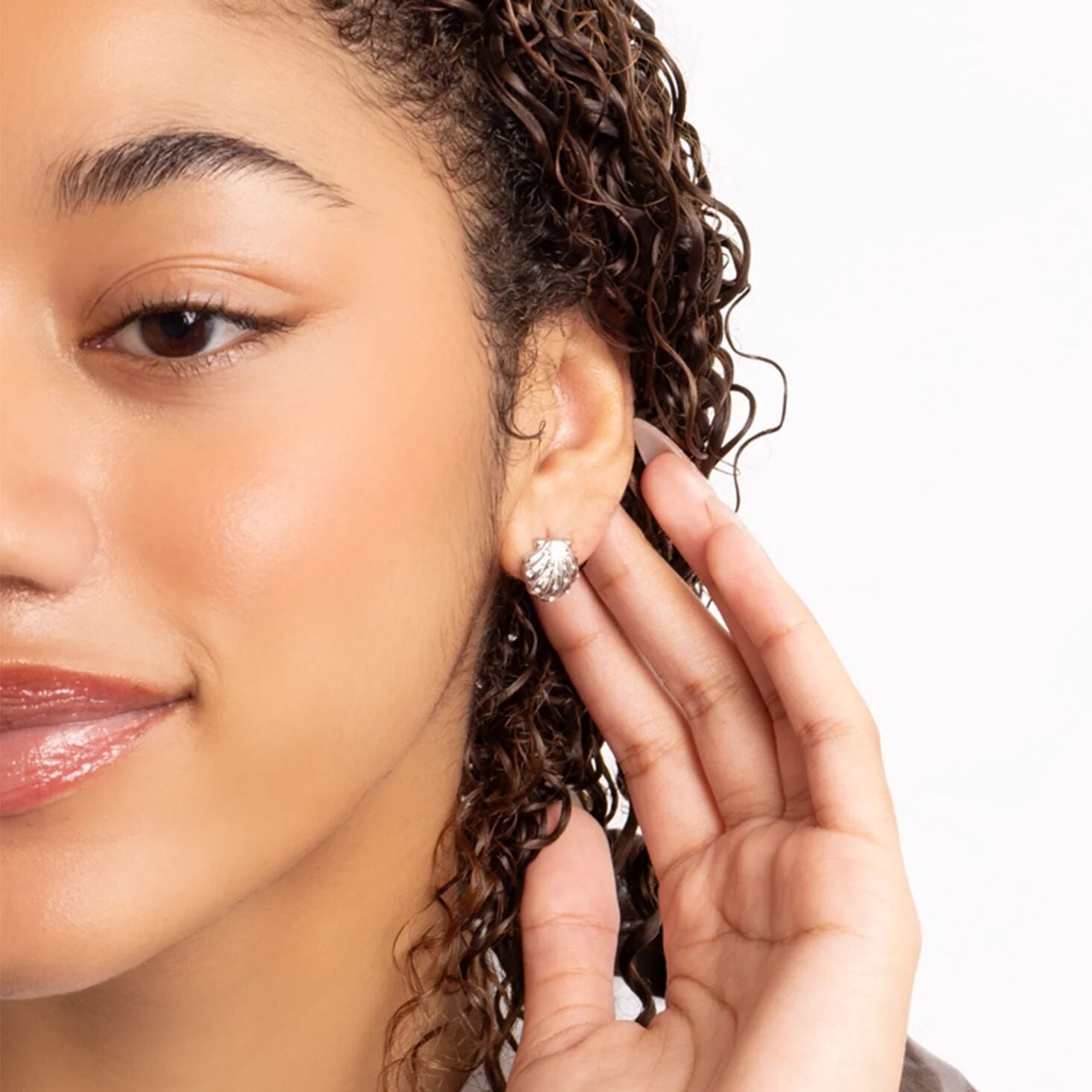 18K Gold PVD Stainless Steel Stone Shell Earring