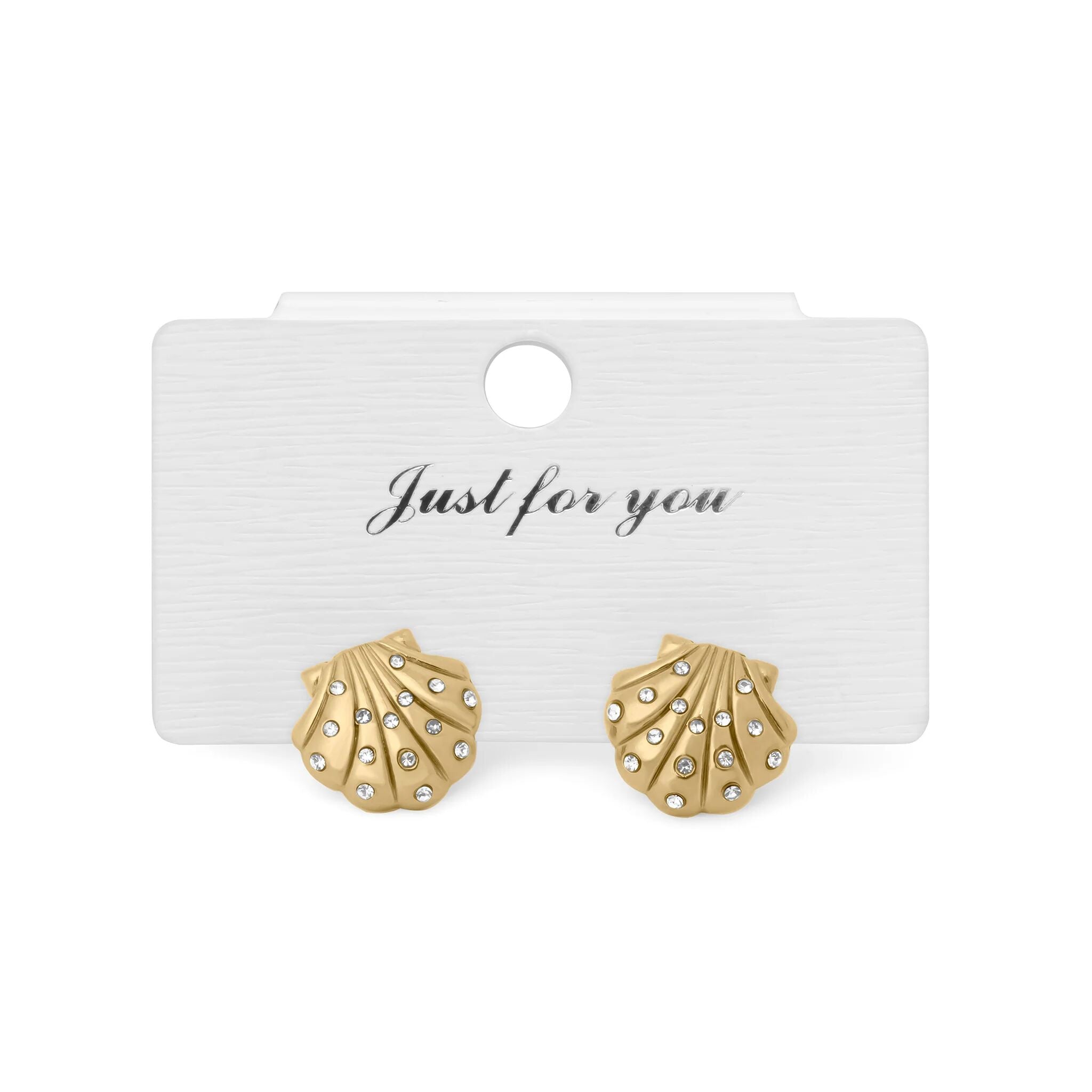 18K Gold PVD Stainless Steel Stone Shell Earring